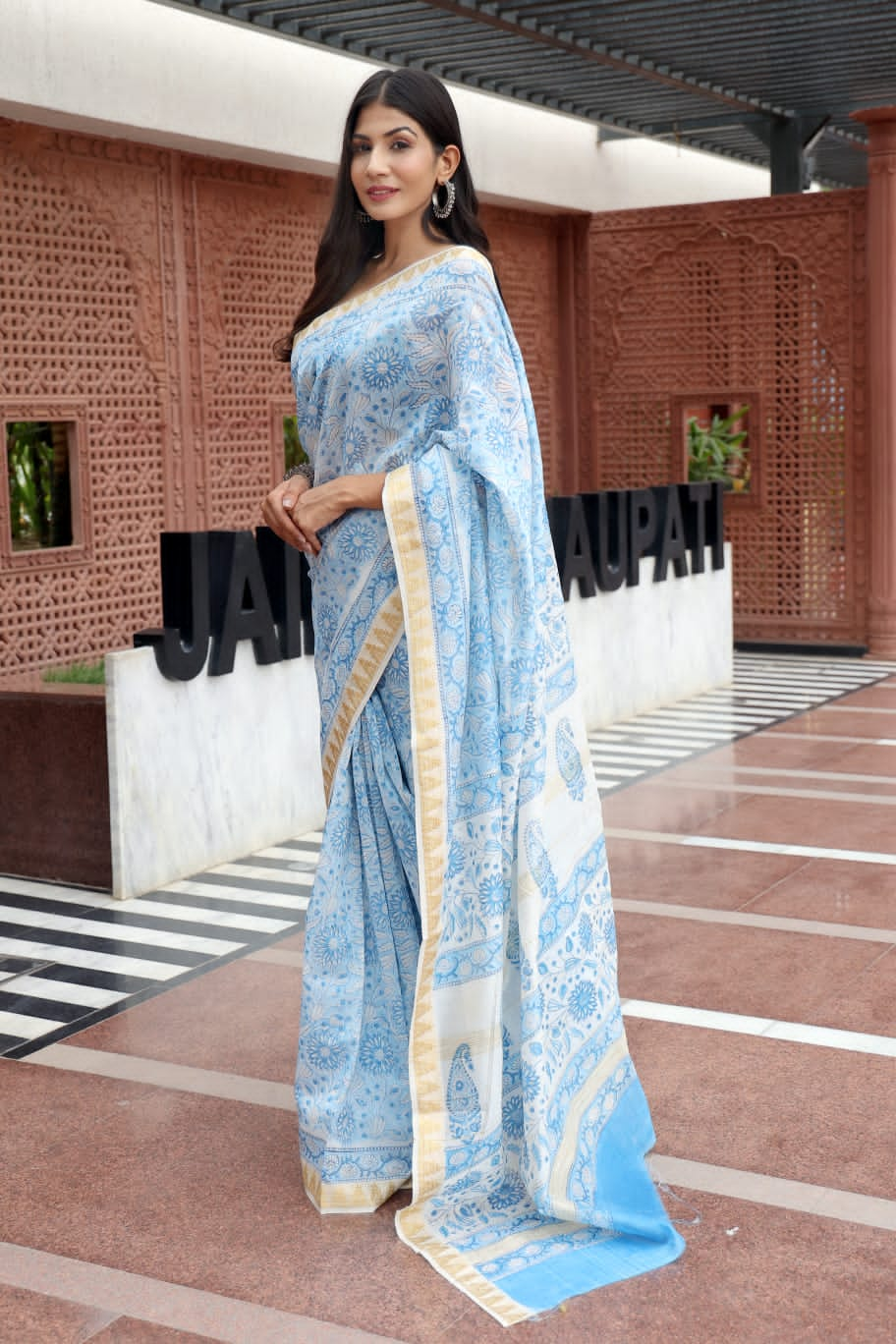 Natural Hand Blocks Prints Maheshwari Silk Sarees