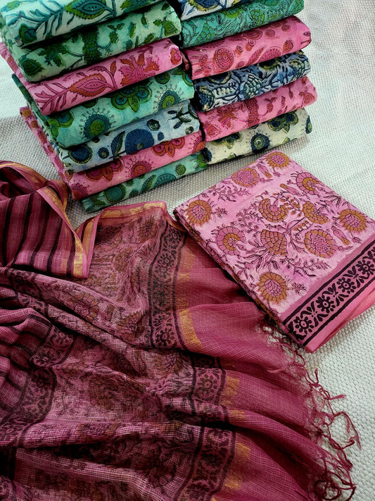 ANAAR Vanaspati Ajrakh Print Kota Silk Suit sets