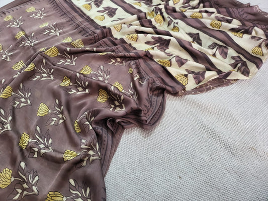 Exclusive Vanaspati Hand Blocks prints Modal Silk Saree