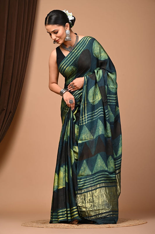 Nashpal Eco Prints Modal Silk saree