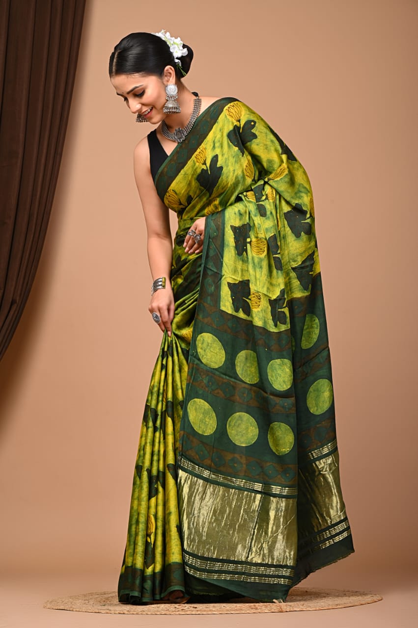 Nashpal Eco Prints Modal Silk saree