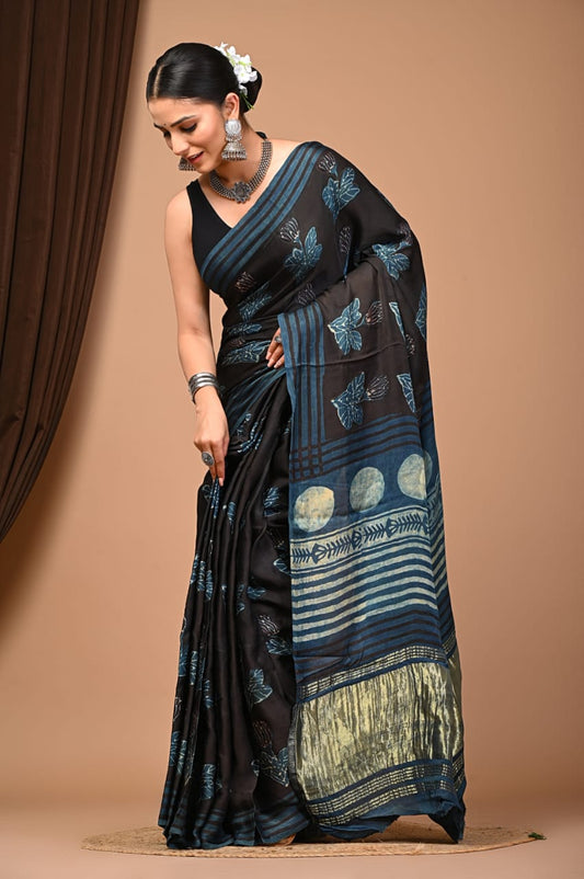 Nashpal Eco Prints Modal Silk saree