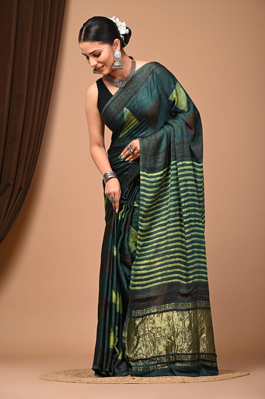 Nashpal Eco Prints Modal Silk saree